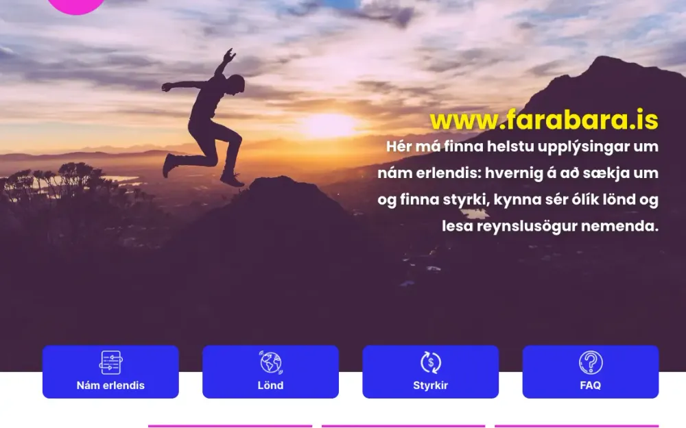 Forsíða vefsíðu Farabara